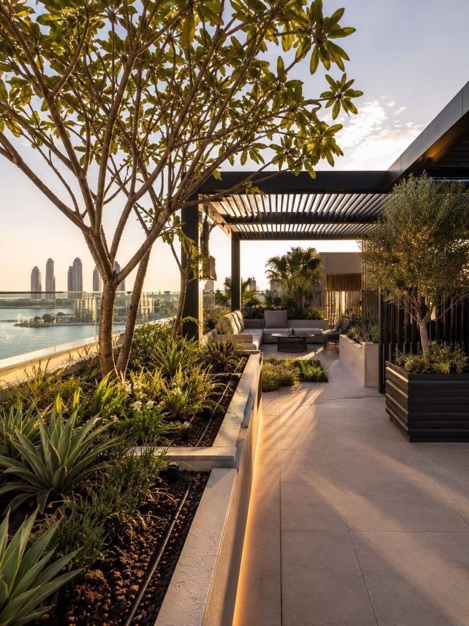 Planted rooftop terrace